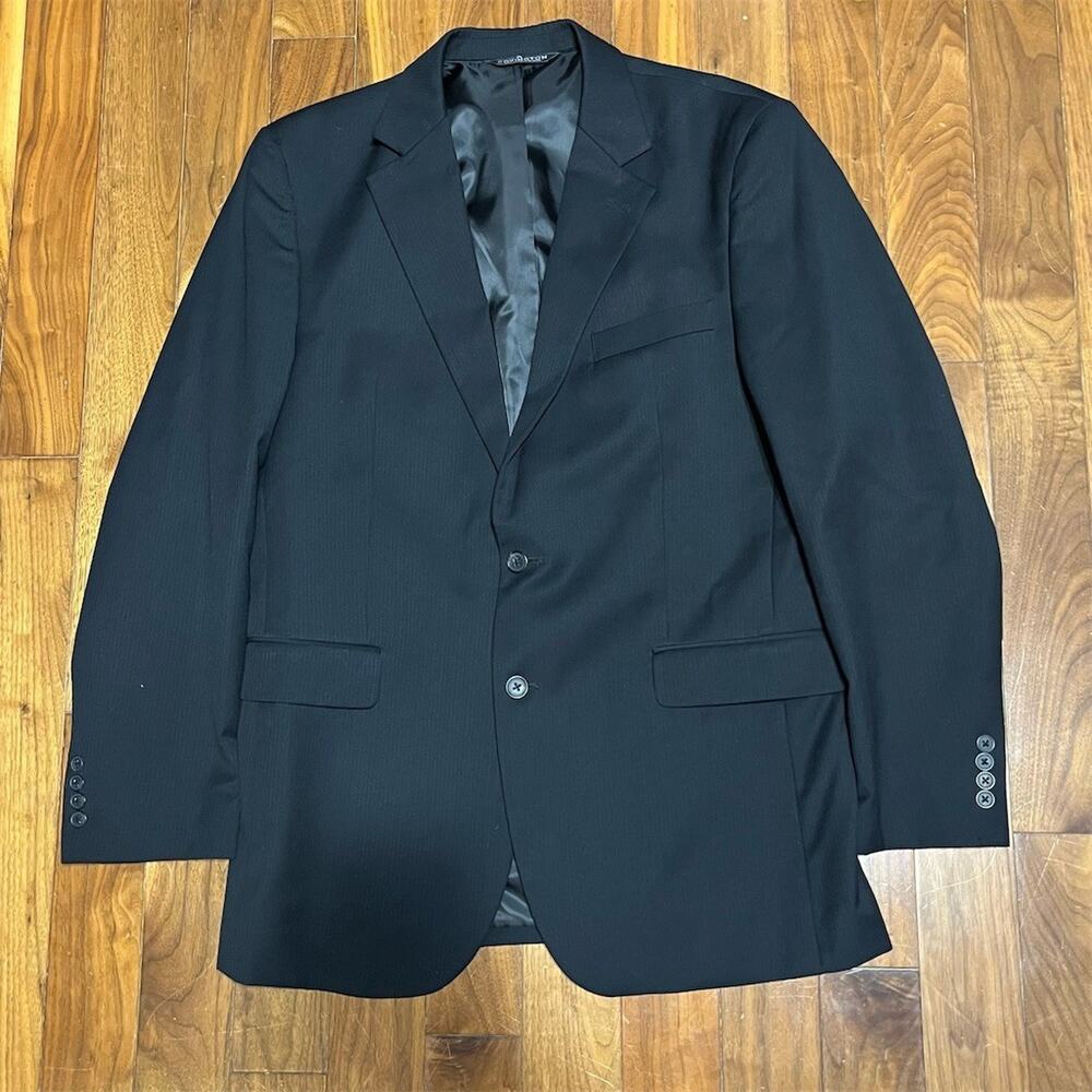 Covington Suit Jacket Blazer Mens 42L Black Striped 2-Button Notch Lapel